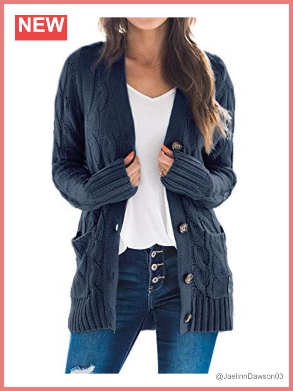 Women's Cable Knit Cardigan Long Sleeve Open Front Button Down Sweater Coat